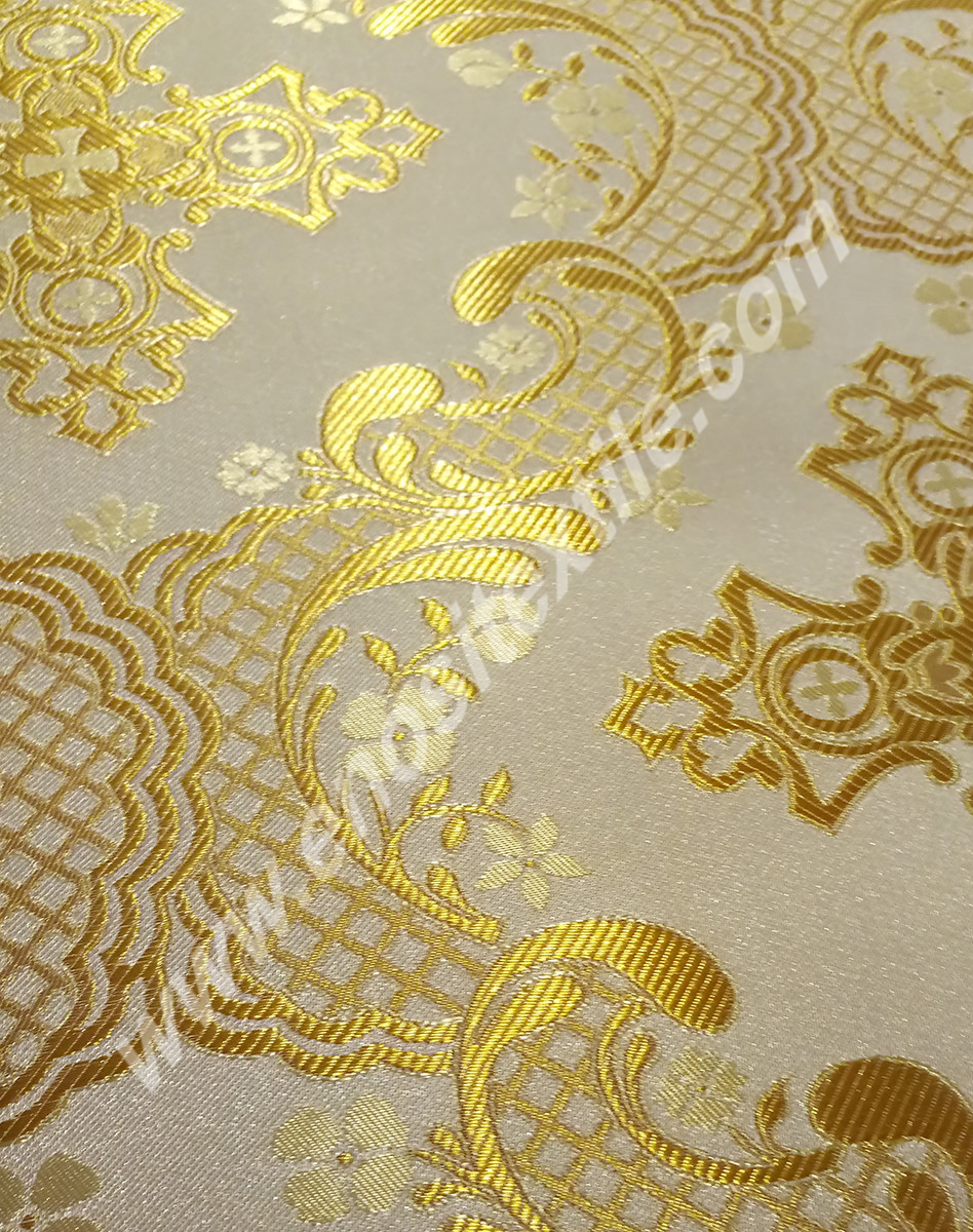 KL-016 White-Gold Brocade Fabrics